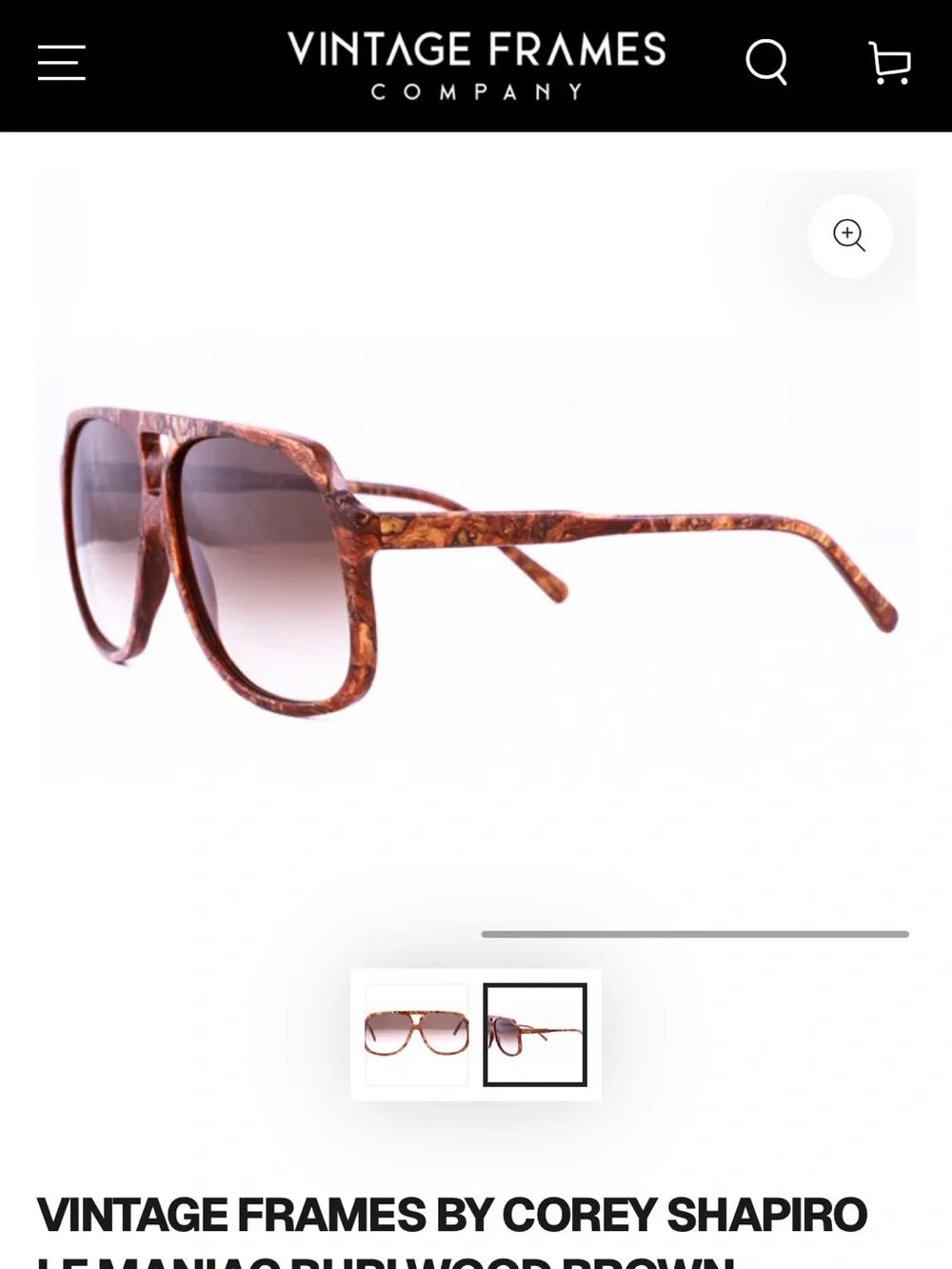 VINTAGE FRAMES BY COREY SHAPIRO LE MANIAC BURLWOOD BROWN NIB